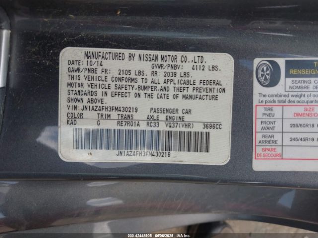 2015 NISSAN 370Z JN1AZ4FH3FM430219 Photo 8