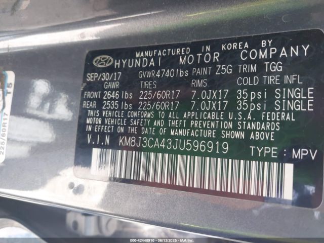 KM8J3CA43JU596919 Hyundai gdi nu