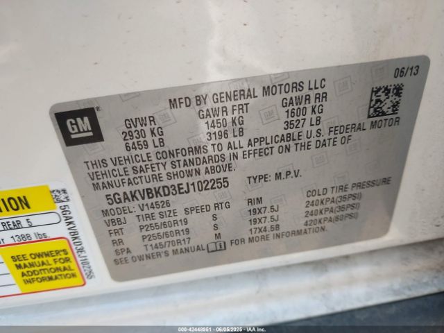 5GAKVBKD3EJ102255 Buick Enclave Leather