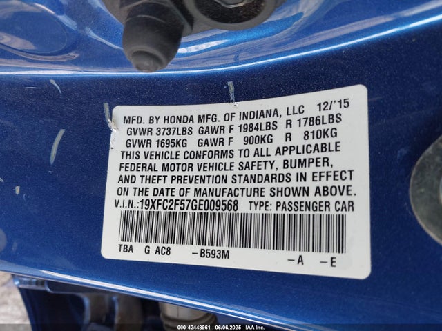 19XFC2F57GE009568 Honda k20c2