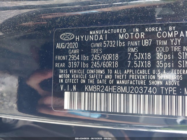 KM8R24HE8MU203740 Hyundai gdi lambda ii