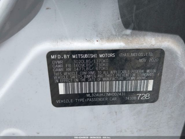 2021 MITSUBISHI MIRAGE ML32AUHJ7MH002431 Photo 8