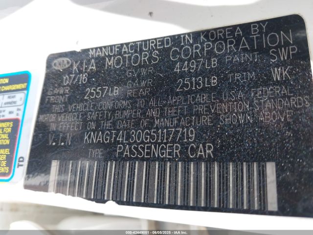 2016 KIA OPTIMA KNAGT4L30G5117719 Photo 8