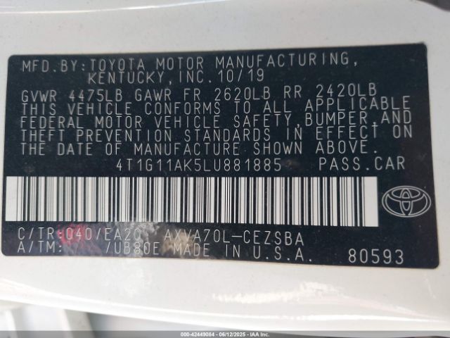 4T1G11AK5LU881885 Toyota a25a-fks