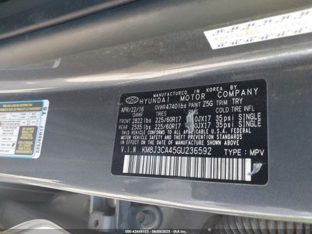 2016 HYUNDAI TUCSON KM8J3CA45GU236592 Photo 8