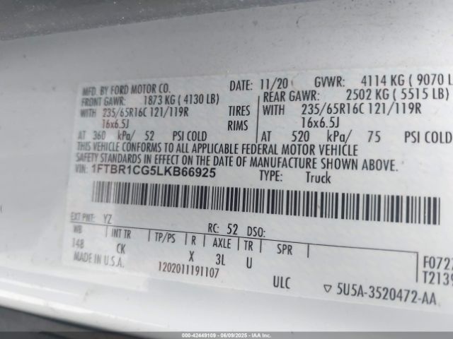 1FTBR1CG5LKB66925 Ford 2020