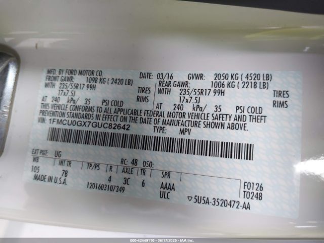 1FMCU0GX7GUC82642 Ford Escape