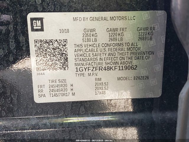 1GYFZFR48KF119062 Cadillac XT4 SPORT