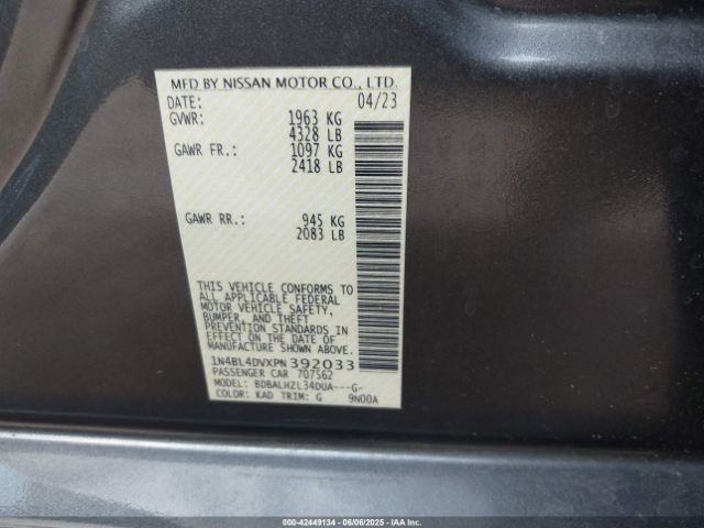 1N4BL4DVXPN392033 Nissan Altima Sv Fwd