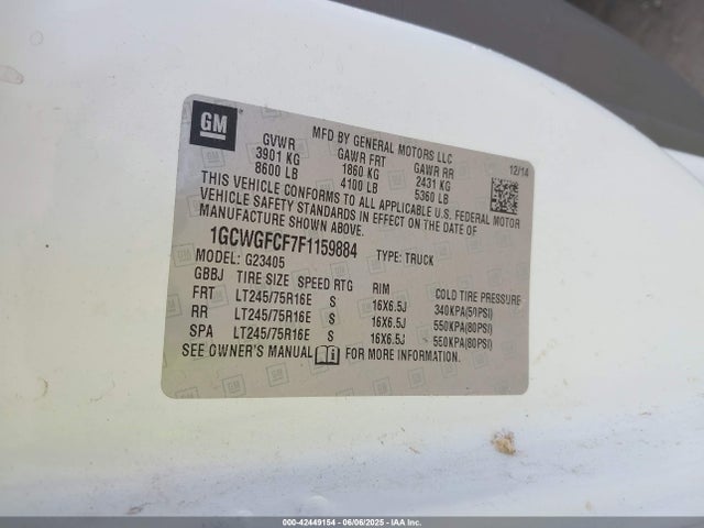 Chevrolet l20 2015 1GCWGFCF7F1159884 Image 9