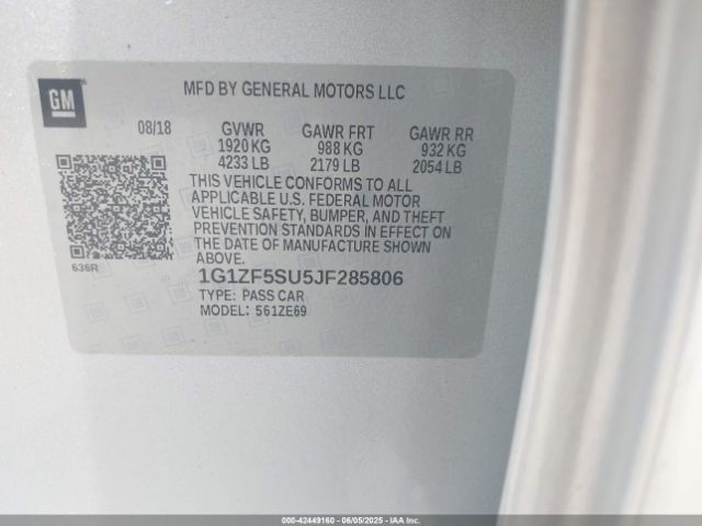 1G1ZF5SU5JF285806 Chevrolet MALIBU HYBRID