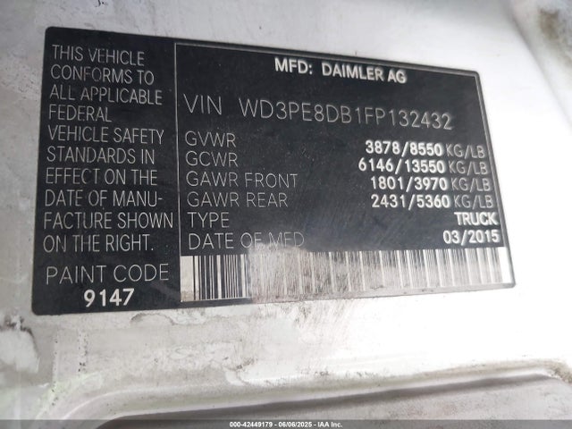 Mercedes-Benz Sprinter 2015 WD3PE8DB1FP132432 Image 9