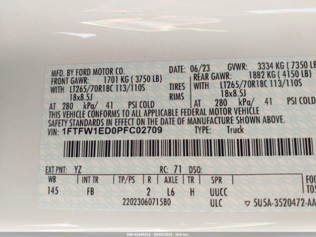 1FTFW1ED0PFC02709 Ford 2023