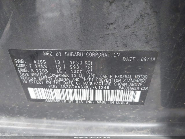 Subaru Impreza 2019 4S3GTAA6XK3761246 Image 9