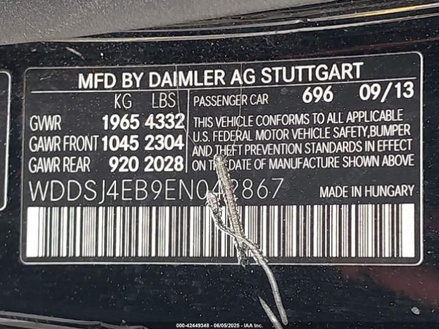 WDDSJ4EB9EN042867 Mercedes-Benz CLA 250