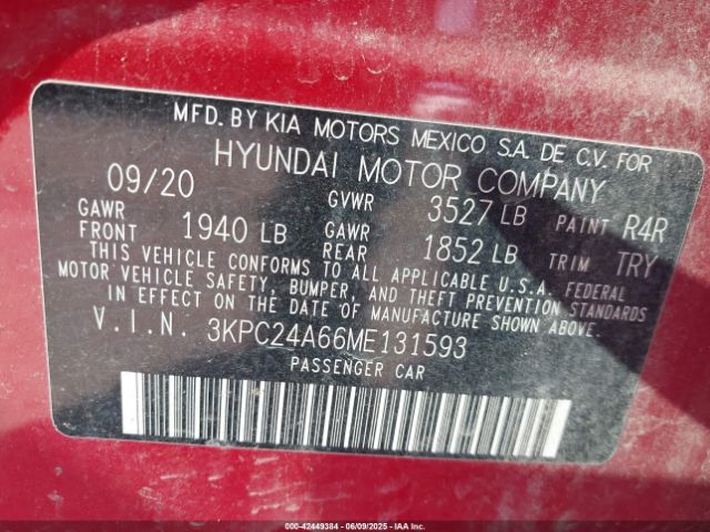 2021 HYUNDAI ACCENT 3KPC24A66ME131593 Photo 8