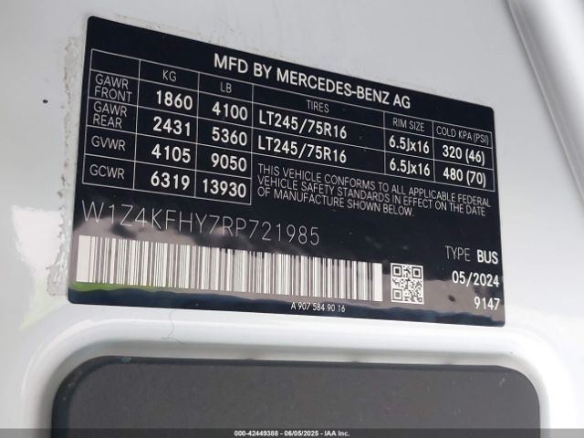 W1Z4KFHY7RP721985 Mercedes-Benz Sprinter 2500 Standard Roof 4-cyl Diesel