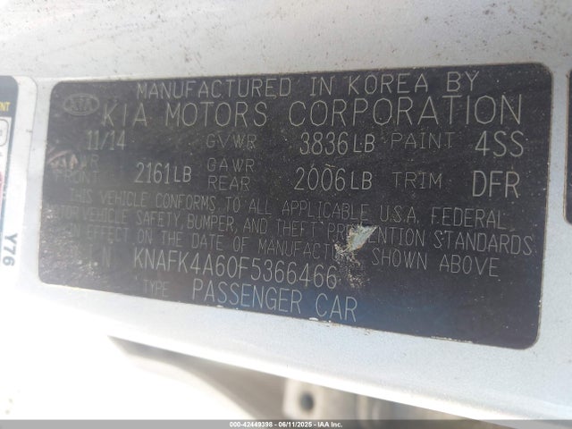 KIA dohc mpi nu 2015 KNAFK4A60F5366466 Image 9