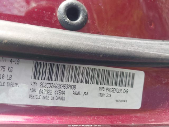 2019 DODGE CHALLENGER 2C3CDZAG9KH632838 Photo 8