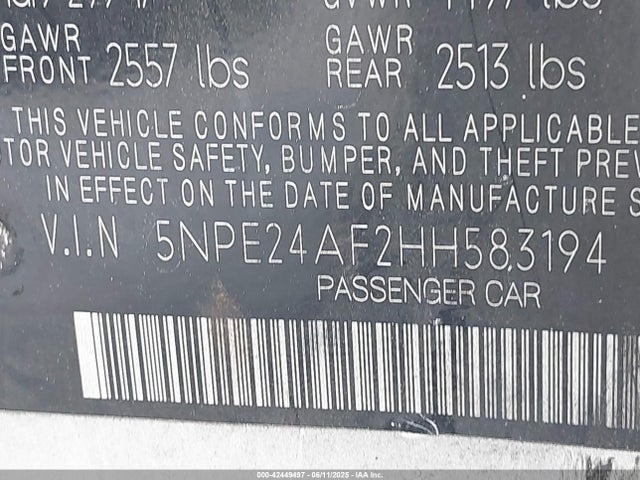 Hyundai Sonata 2017 5NPE24AF2HH583194 Image 9