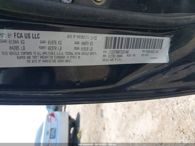 Dodge 2015 2015 1C3CDFBB6FD221482 Image 9
