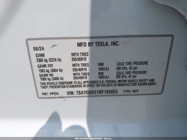 2024 TESLA MODEL Y 7SAYGDEE1RF185655 Photo 8