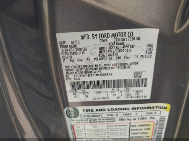 2013 FORD F-150 1FTFW1ET5DKE05542 Photo 8