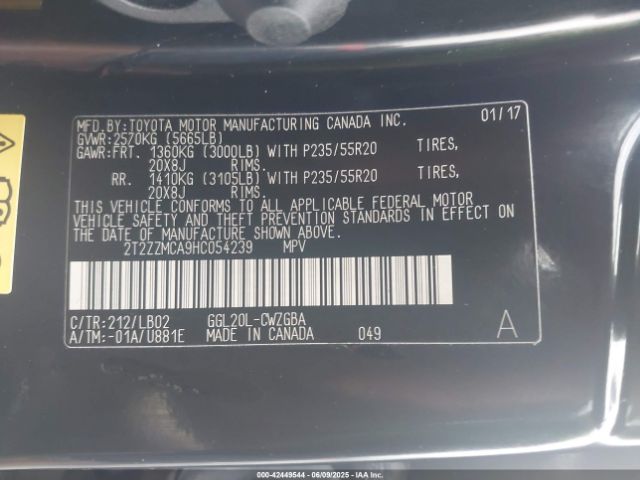 2T2ZZMCA9HC054239 Lexus 2017