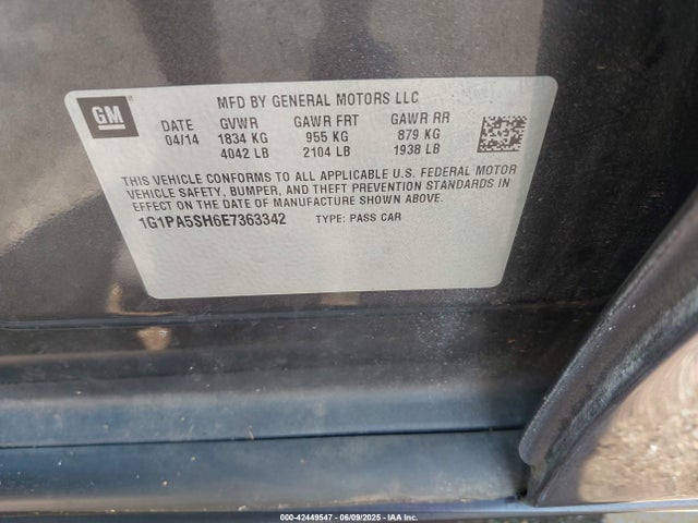 1G1PA5SH6E7363342 Chevrolet luw