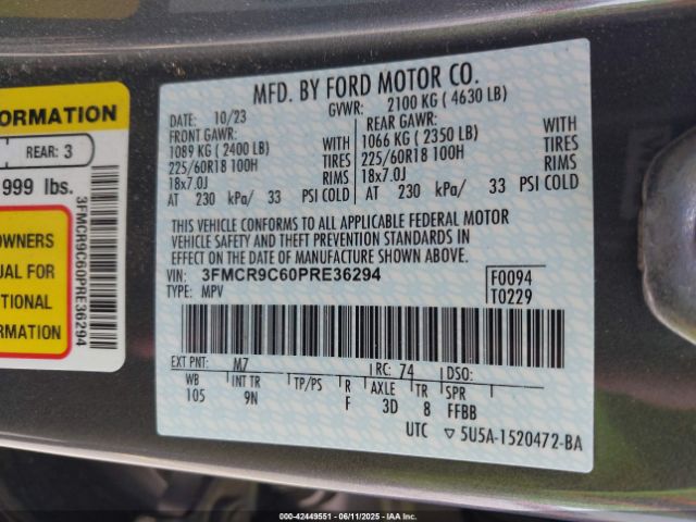2023 FORD BRONCO SPORT 3FMCR9C60PRE36294 Photo 8