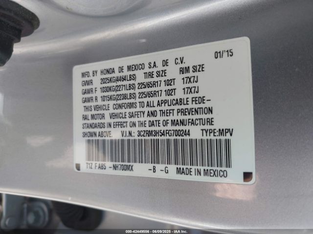 3CZRM3H54FG700244 Honda CR-V EX