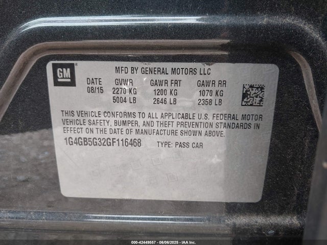 1G4GB5G32GF116468 Buick lfx - sidi, vvt, e85 max, alum gm