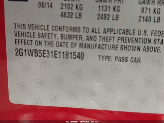 2G1WB5E31E1181540 Chevrolet lfx
