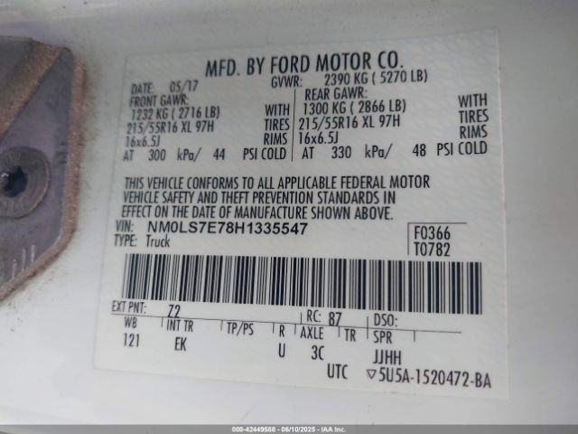 2017 FORD TRANSIT CONNECT NM0LS7E78H1335547 Photo 8