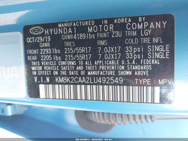 2020 HYUNDAI KONA KM8K2CAA2LU492549 Photo 8