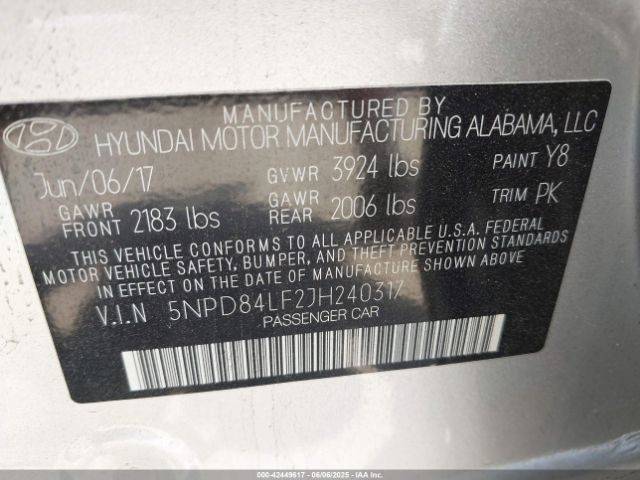 2018 HYUNDAI ELANTRA 5NPD84LF2JH240317 Photo 8
