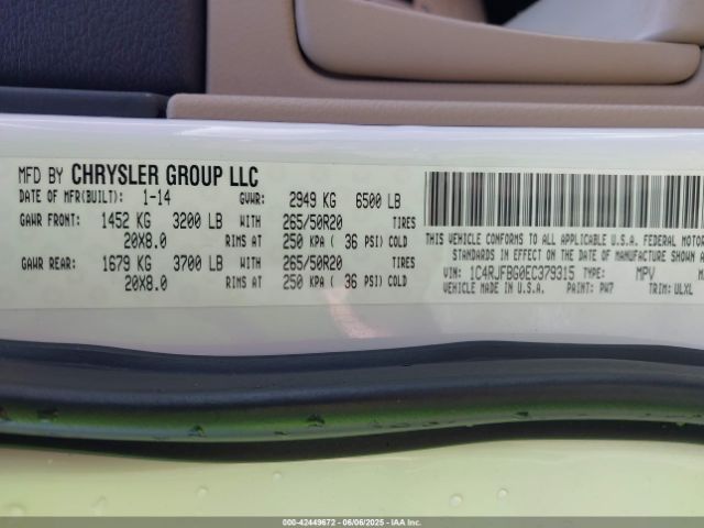 2014 JEEP GRAND CHEROKEE 1C4RJFBG0EC379315 Photo 8
