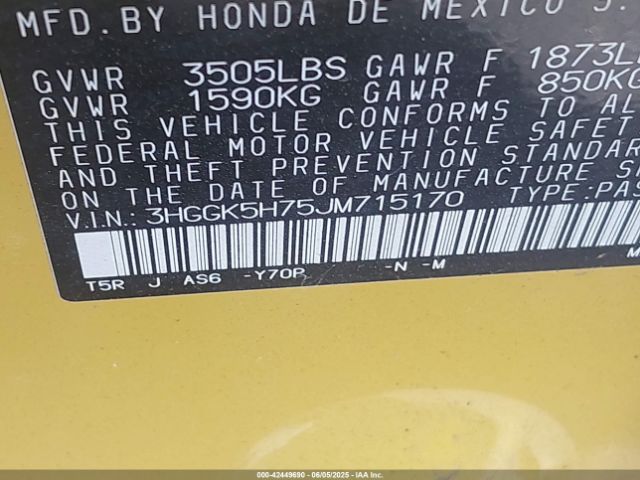 3HGGK5H75JM715170 Honda Fit Sport
