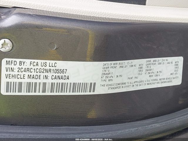 2022 CHRYSLER VOYAGER 2C4RC1CG2NR105567 Photo 8