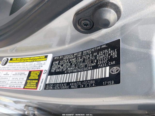 4T1B11HK7KU230384 Toyota a25a-fks