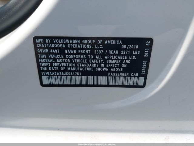 1VWAA7A36JC041751 Volkswagen 2.0 tsi