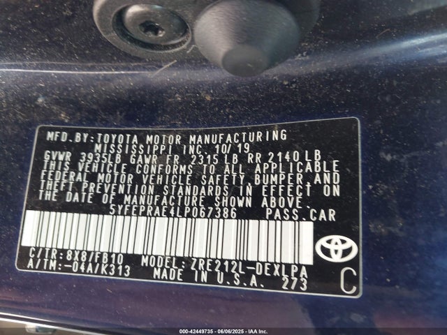 Toyota 2zr-fae 2020 5YFEPRAE4LP067386 Image 9