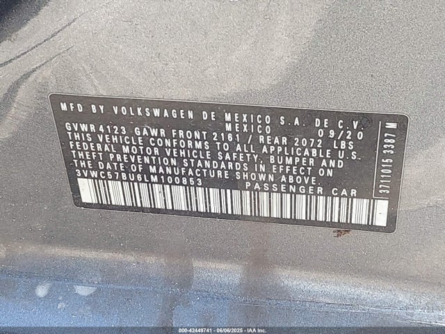 3VWC57BU6LM100853 Volkswagen 1.4 tsi