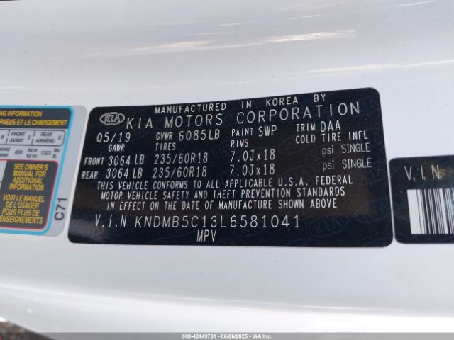 KNDMB5C13L6581041 KIA gdi lamda - ii