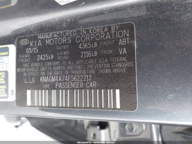 KNAGM4A74F5622213 KIA Optima Lx