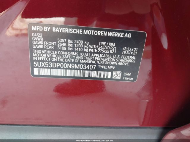2022 BMW X3 5UX53DP00N9M03407 Photo 8