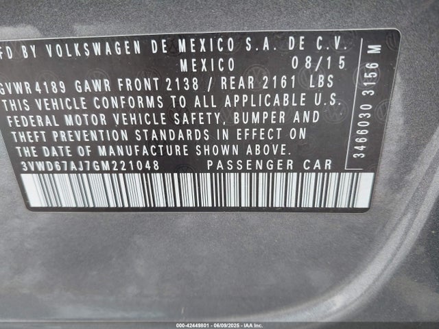 3VWD67AJ7GM221048 Volkswagen Jetta