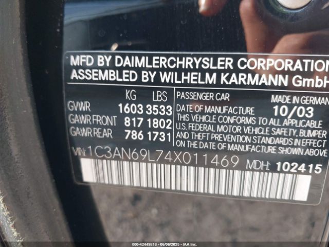 2004 CHRYSLER CROSSFIRE 1C3AN69L74X011469 Photo 8