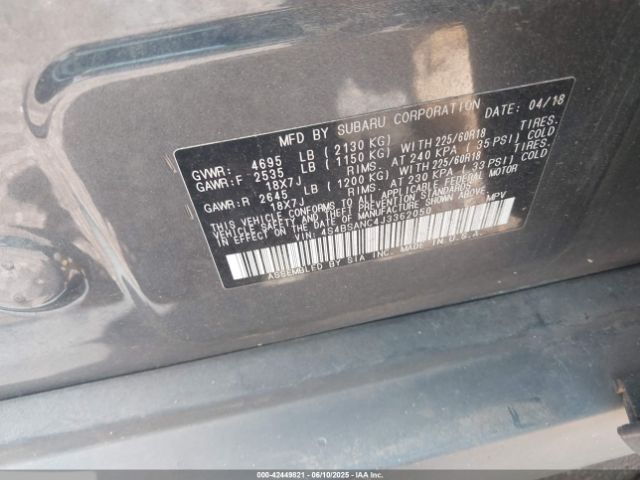 2018 SUBARU OUTBACK 4S4BSANC4J3362050 Photo 8