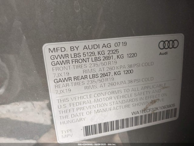 2019 AUDI Q3 WA1EECF32K1083805 Photo 8